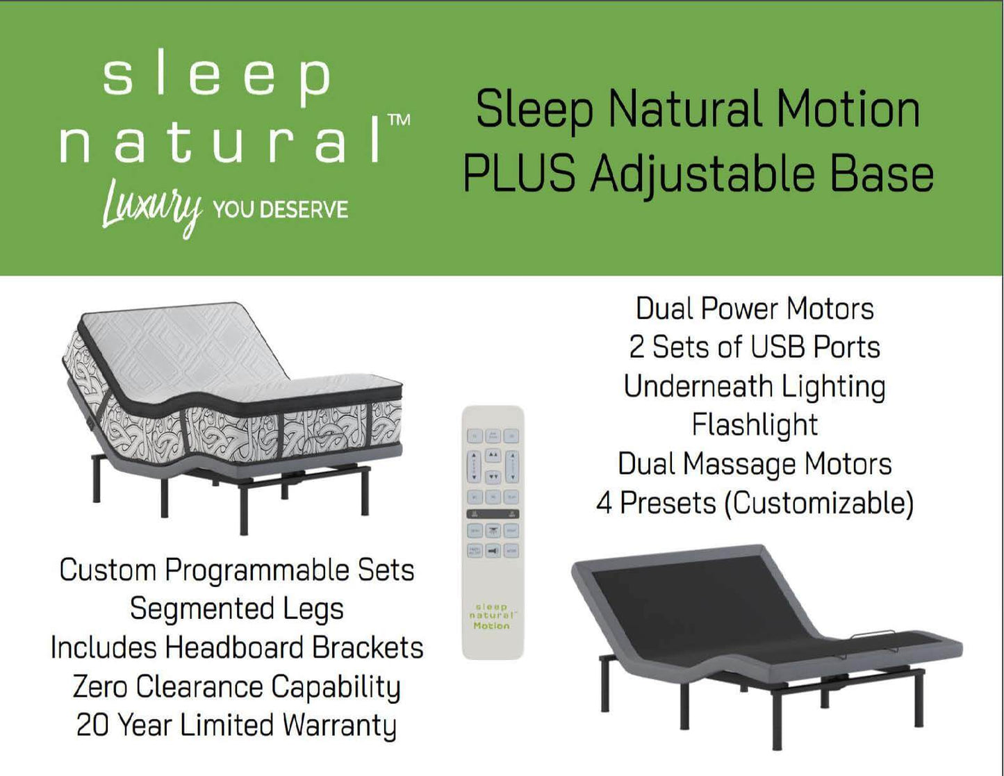 Sleep Natural Motion Plus Adjustable Base