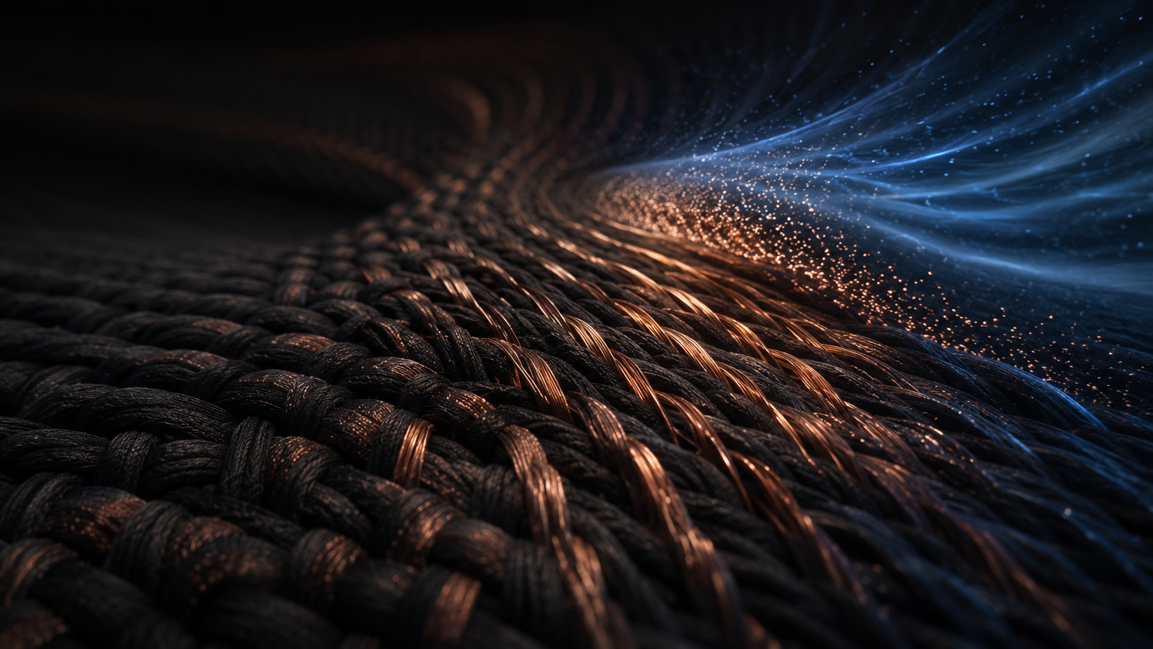 Close-up copper-infused performance fabric with cooling airflow